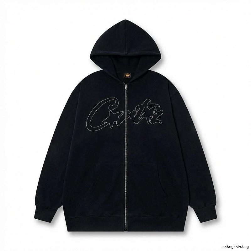 Corteiz minimalist style black hoodie