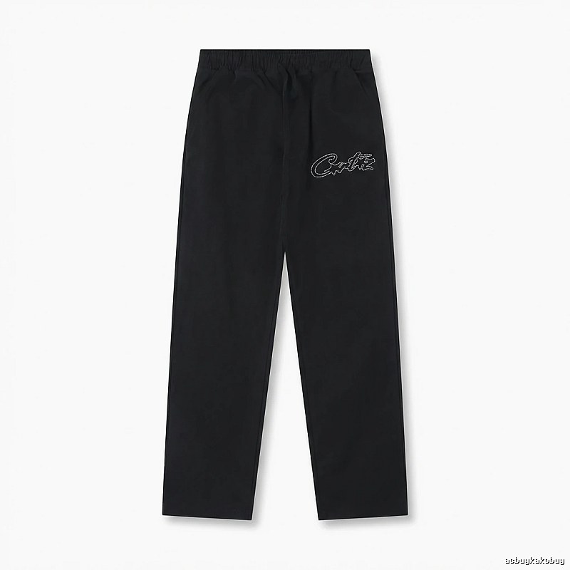 Corteiz minimalist style black long trousers