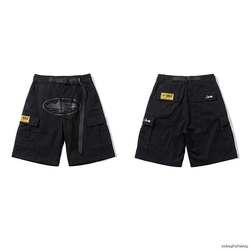 Corteiz workwear-style black shorts