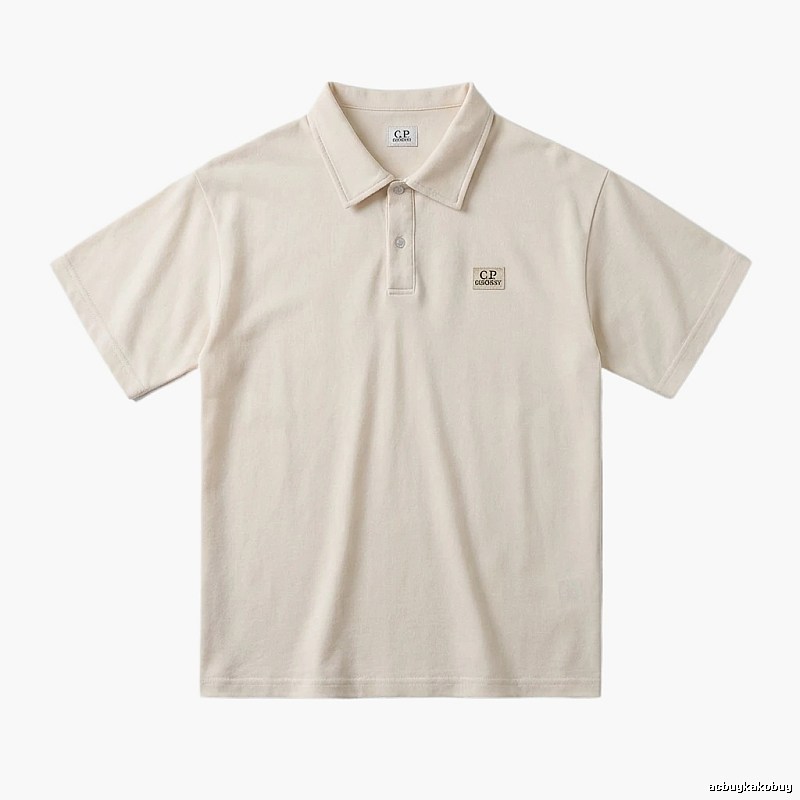 C.P. Basic Style Simple and Elegant Beige Polo Shirt