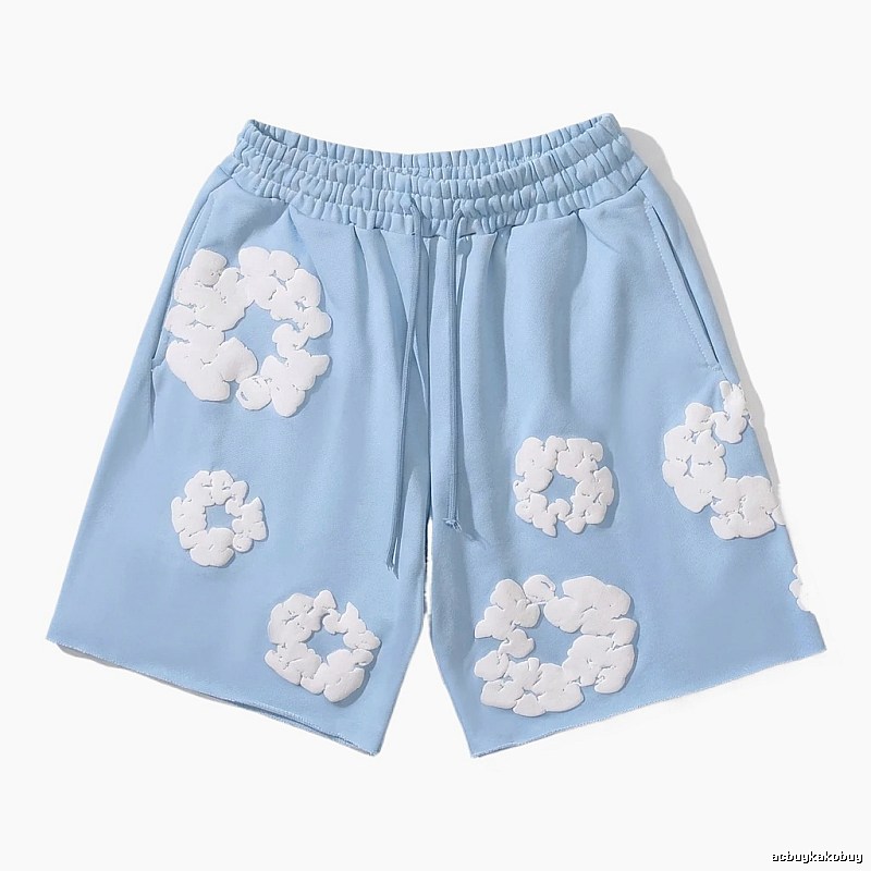 DENIM TEARS Floral Style Light Blue Shorts