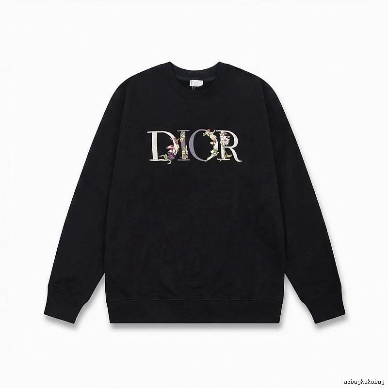 Dior Floral Alphabet Style Black Sweatshirt