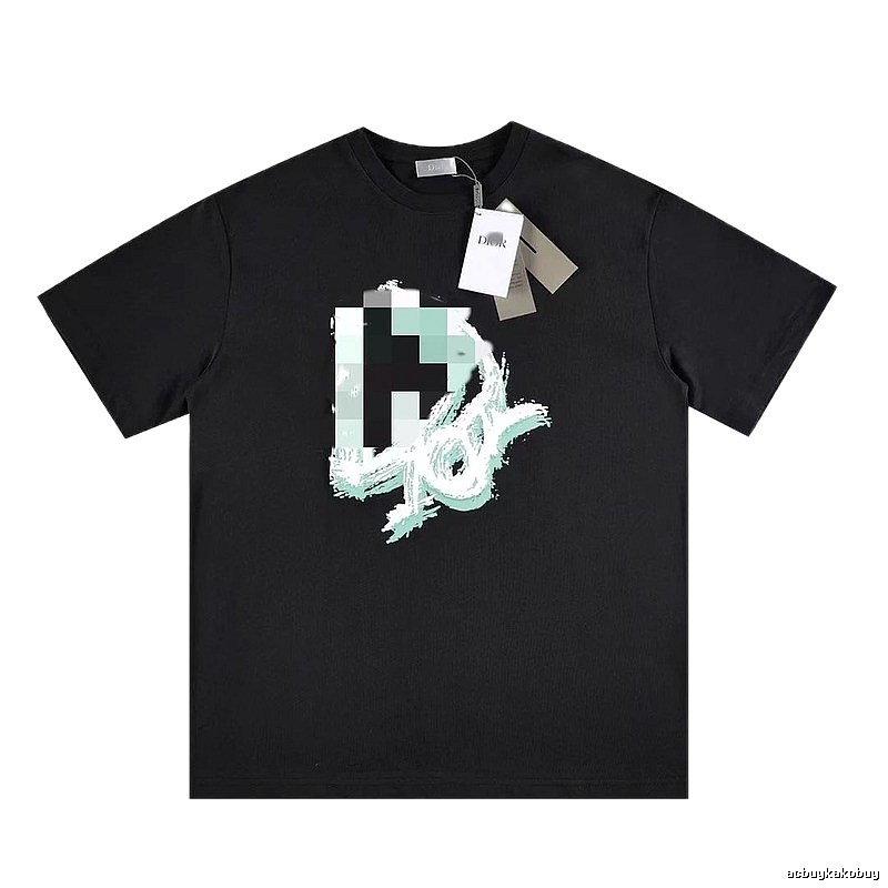 Dior Graffiti Cool & Trendy Style Black Short-sleeve T-shirt