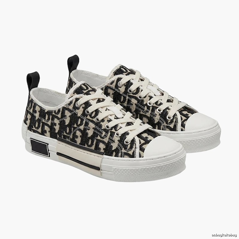 Dior monogram style black and white canvas shoes