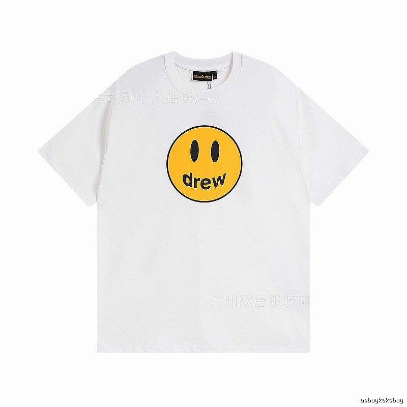DREW Smiley Series Casual Style White Short-sleeve T-shirt