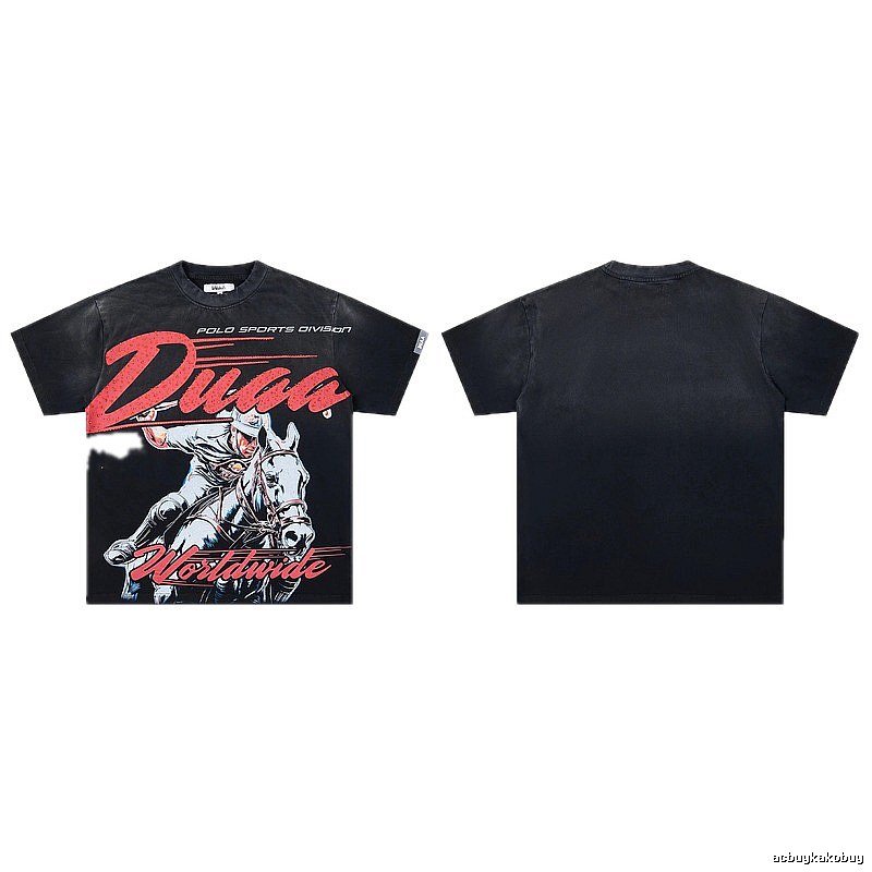 DUAA Vintage Style Black Polo T-Shirt