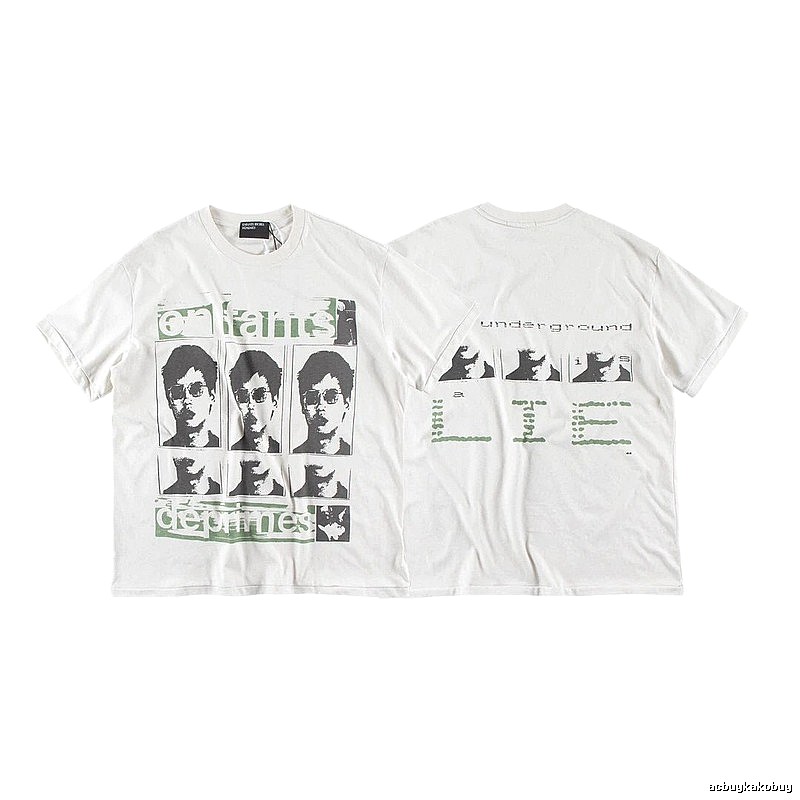 ERD GRJKD Portrait Print Vintage Off-white T-Shirt