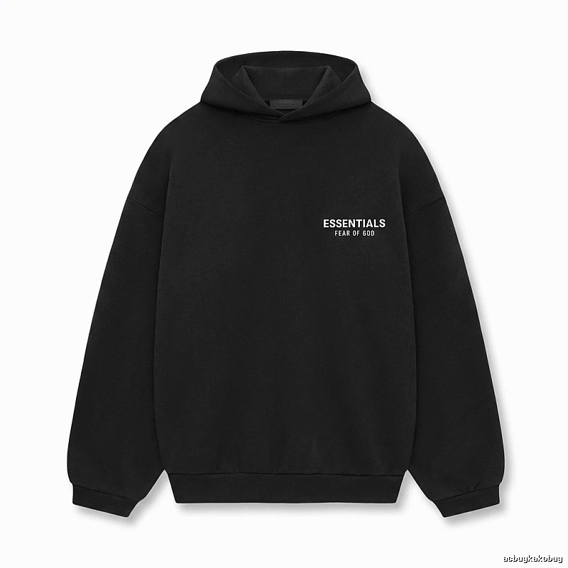 ESSENTIALS minimalist style black hoodie