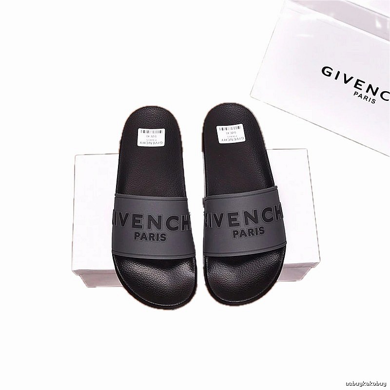 Givenchy Embossed Logo Minimalist Style Black Slide Sandals