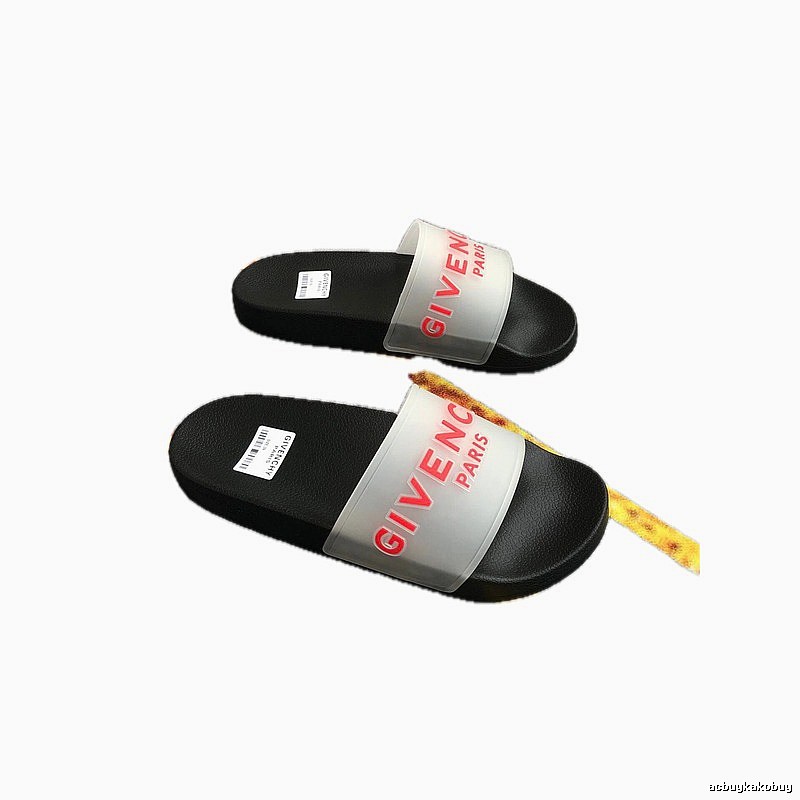 Givenchy Letter Print Streetwear-style Black and Red Slide Slippers