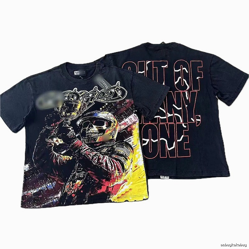 GOD Skull Racing Street Style Black Short Sleeve T-Shirt