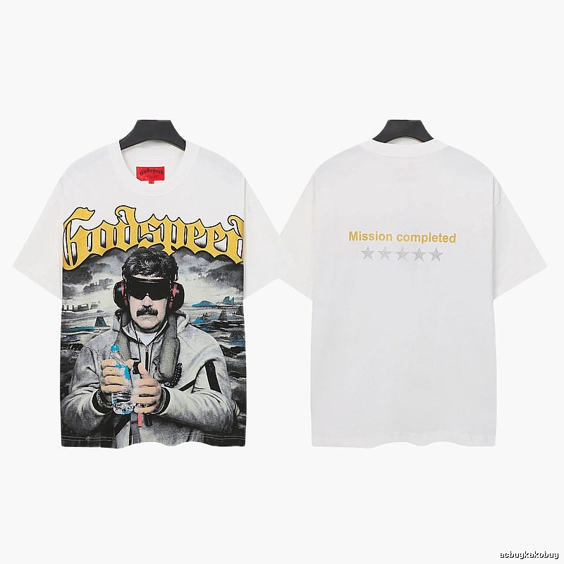 Godspeed Portrait Print Street Style White T-Shirt