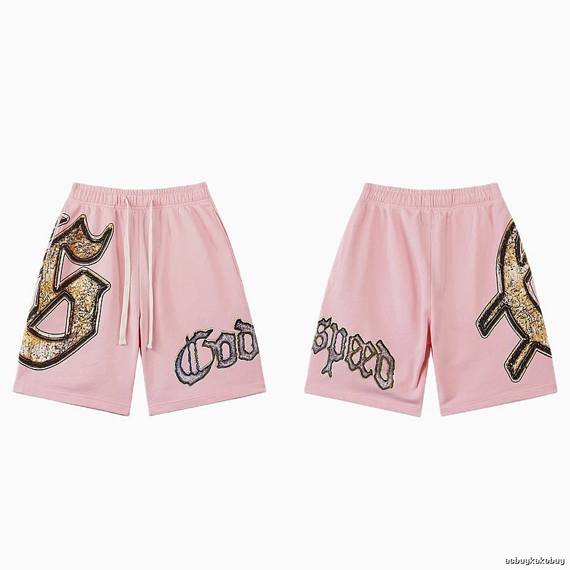 Godspeed Printed Vintage Style Pink Shorts