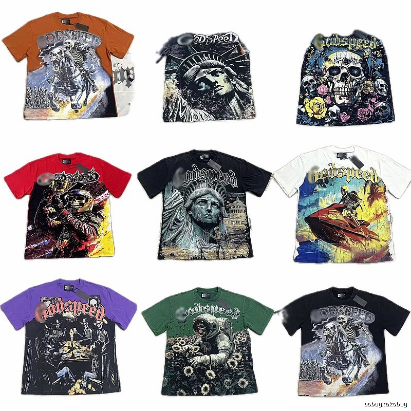 Godspeed Skull Print Street Style Black T-Shirt