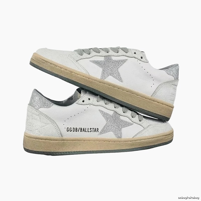 Golden Goose Ballstar Silver - White Retro Athletic Shoes