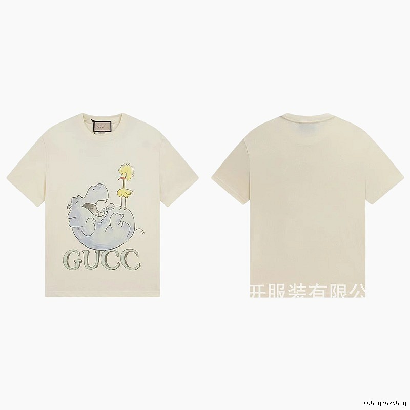 Gucci Cartoon Hippo Casual Off-white T-shirt