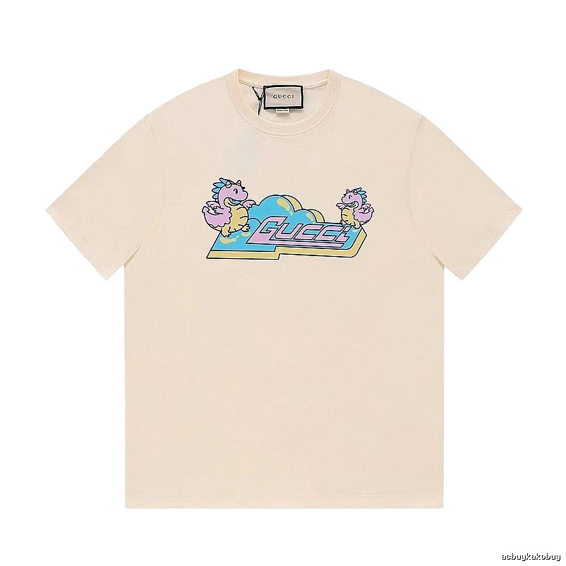 Gucci Year of the Dragon Collection Cartoon Style Off-white Short Sleeve T-shirt