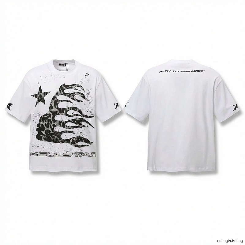 Hellstar Flame Print Style White T-shirt