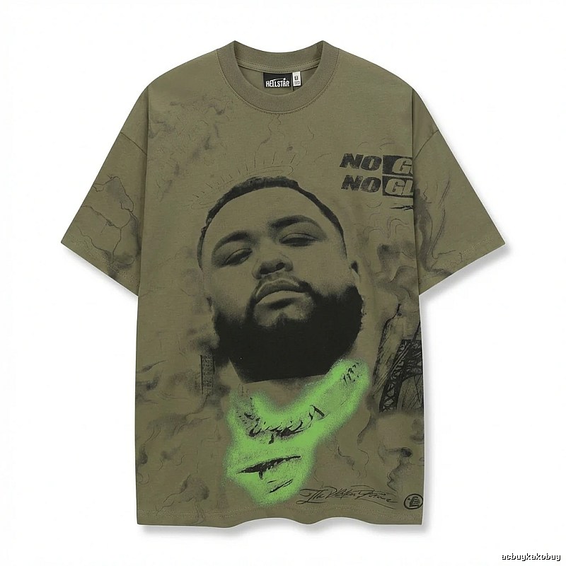 Hellstar Retro Style Olive Green T-shirt