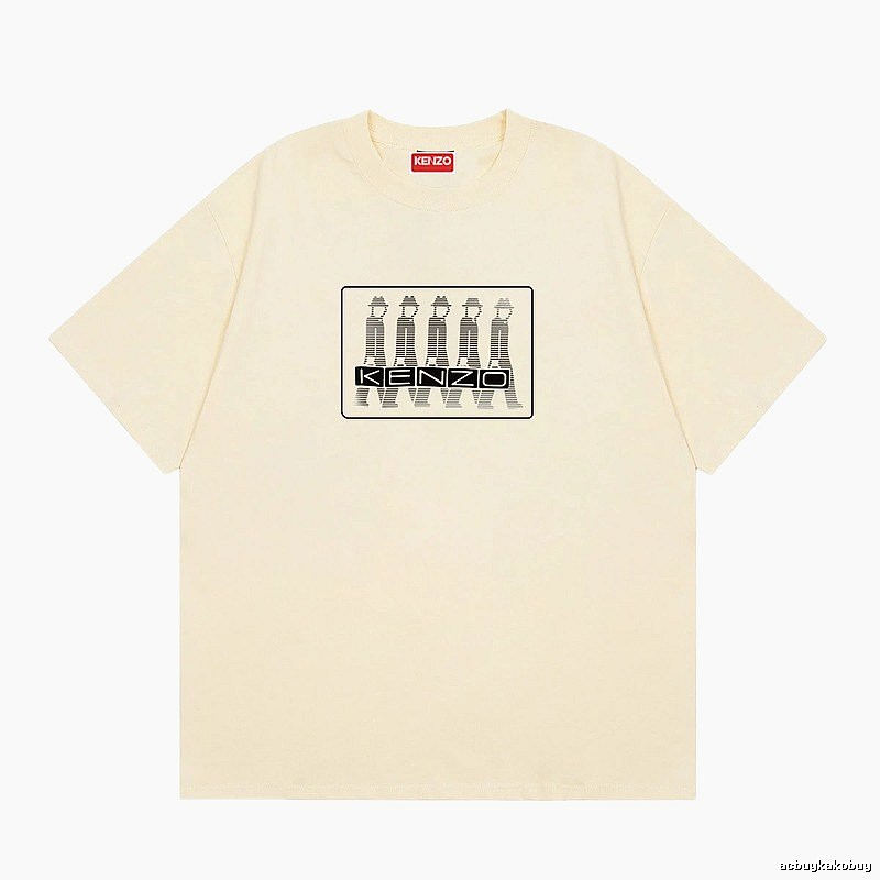 KENZO Character Print Casual Style Beige T-shirt