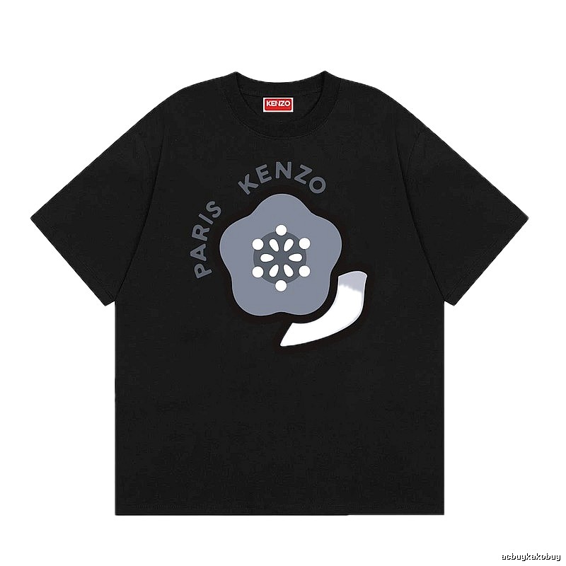 KENZO Paris Flower Casual Style Black T-Shirt