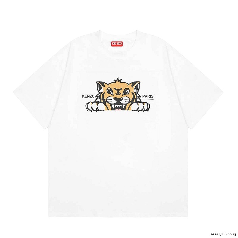 KENZO Tiger Head Series Casual Style White T-Shirt