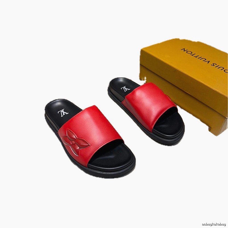 Louis Vuitton Classic Monogram Casual Red Slides
