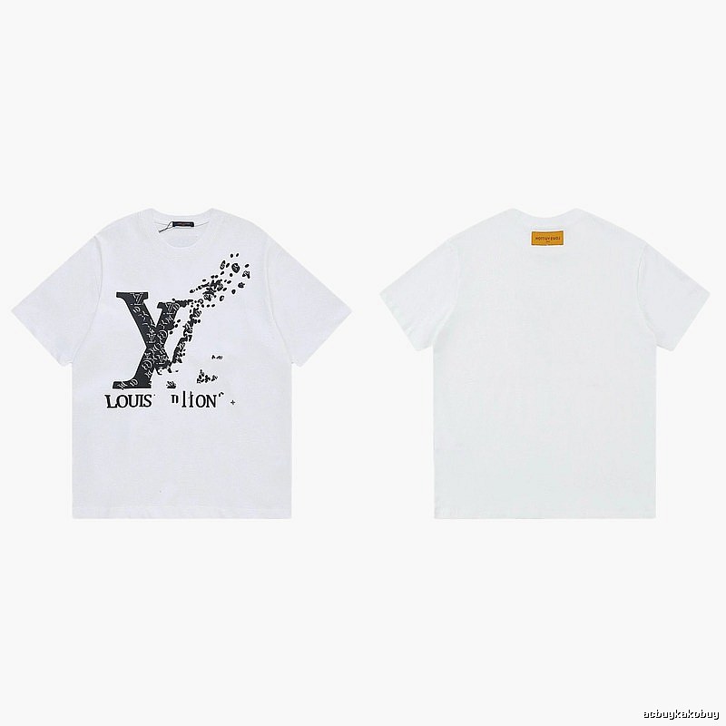 Louis Vuitton Dissolved Print Trendy Short Sleeve White T-Shirt