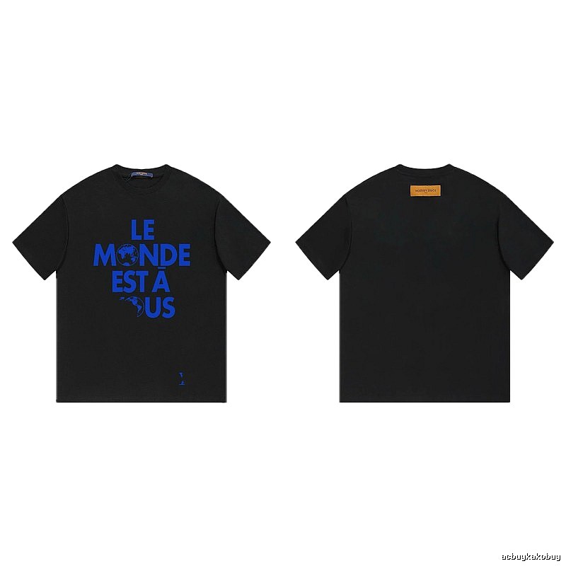 Louis Vuitton Letter Print Cool Trendy Style Black T-shirt