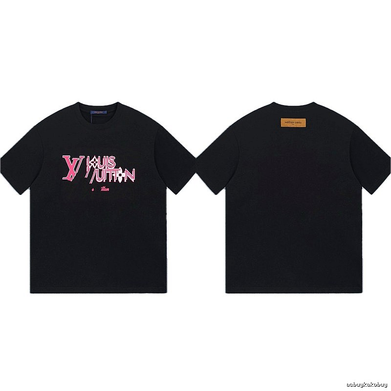 Louis Vuitton Letter Print Trendy Style Black T-shirt