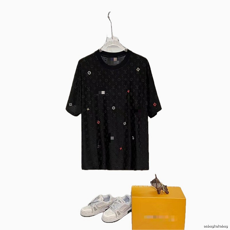Louis Vuitton Monogram Casual Style Black Short Sleeve T-shirt
