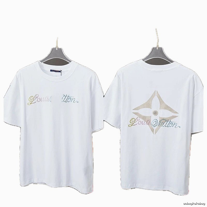 Louis Vuitton Monogram Hot-Fix Rhinestone Trendy White T-Shirt