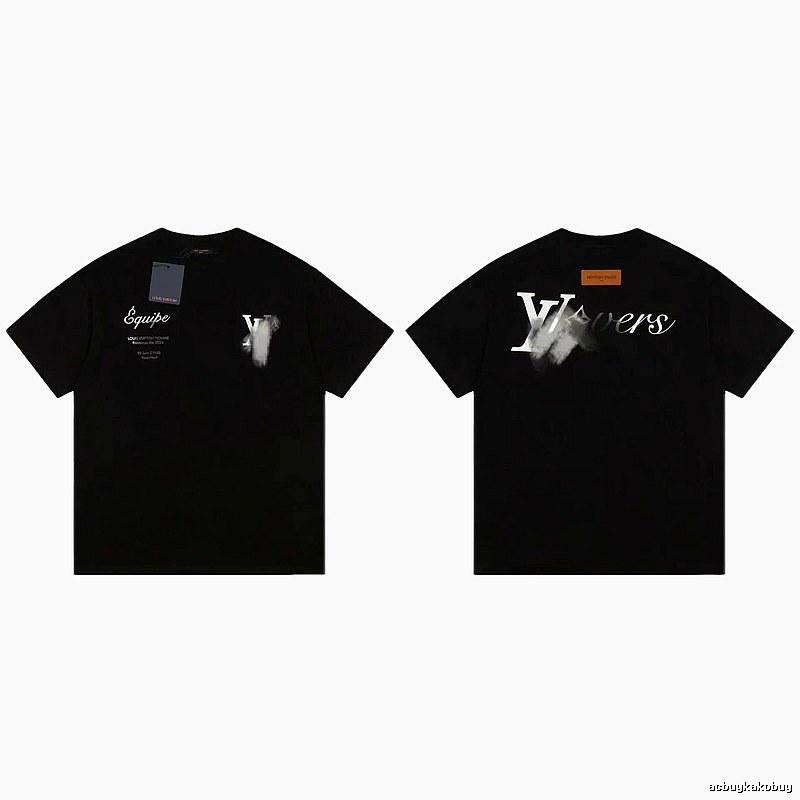 Louis Vuitton Trendy Printed Black Short-sleeve T-shirt