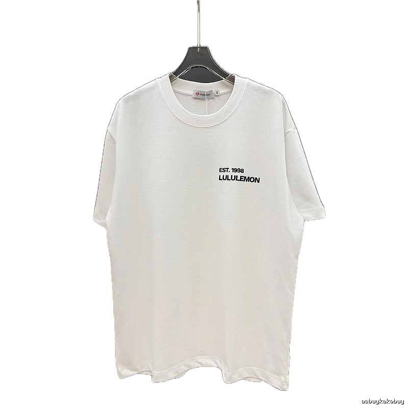 lululemon minimalist style printed white short-sleeve T-shirt
