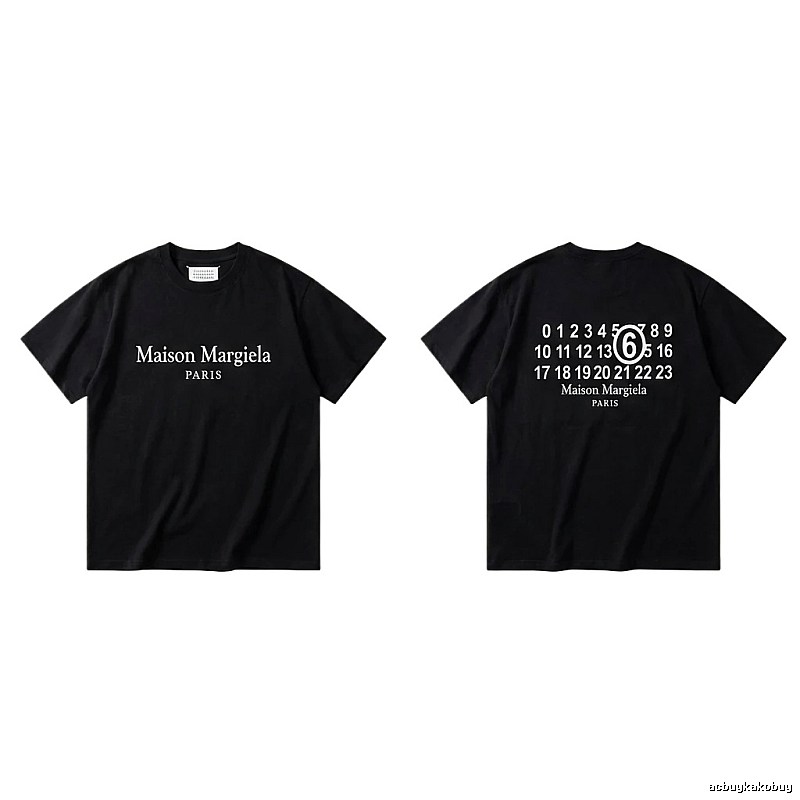Maison Margiela black T-shirt with digital printing.