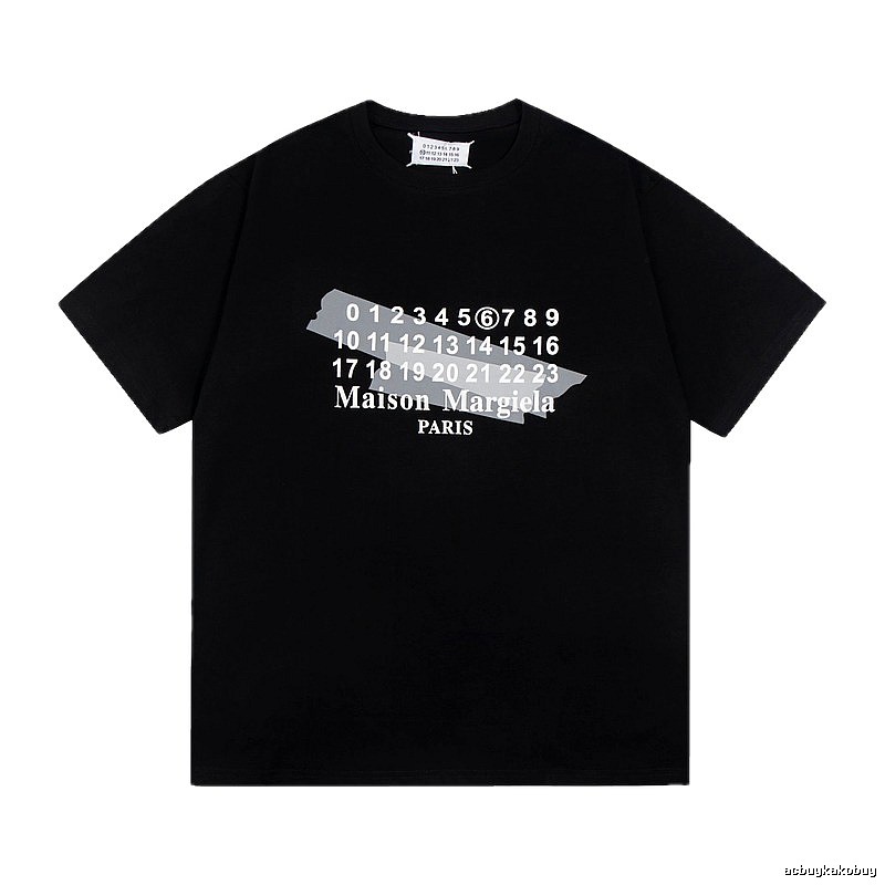 Maison Margiela Number Series Trendy Cool Black Short Sleeve T-Shirt