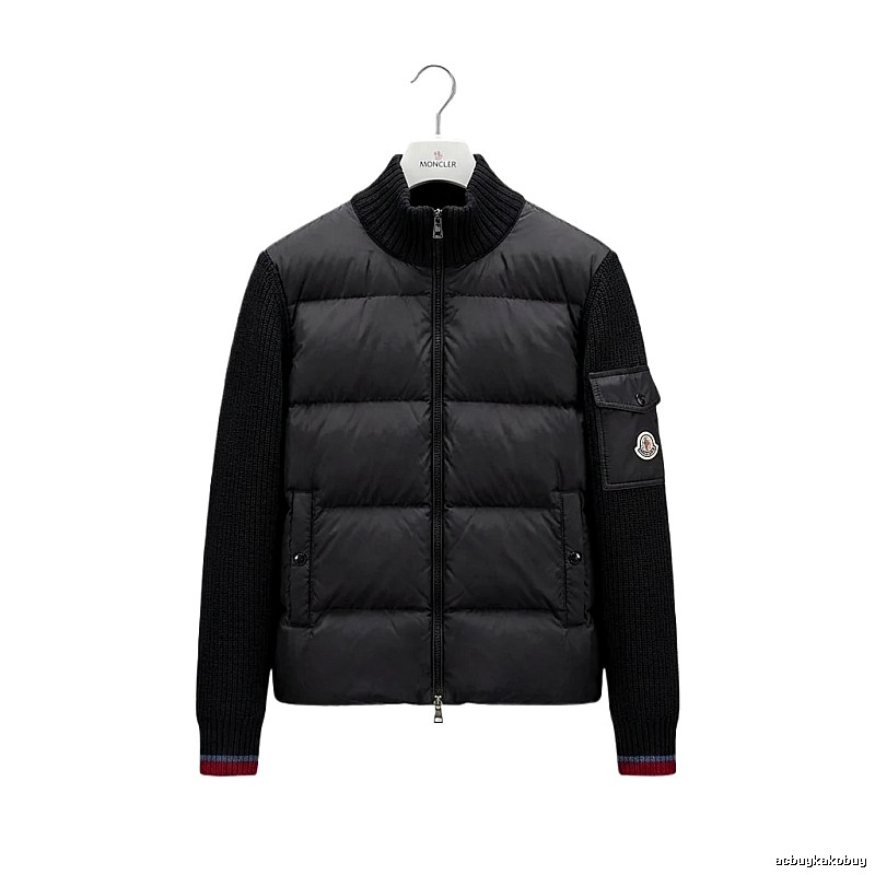 Moncler knitted and spliced black down jacket