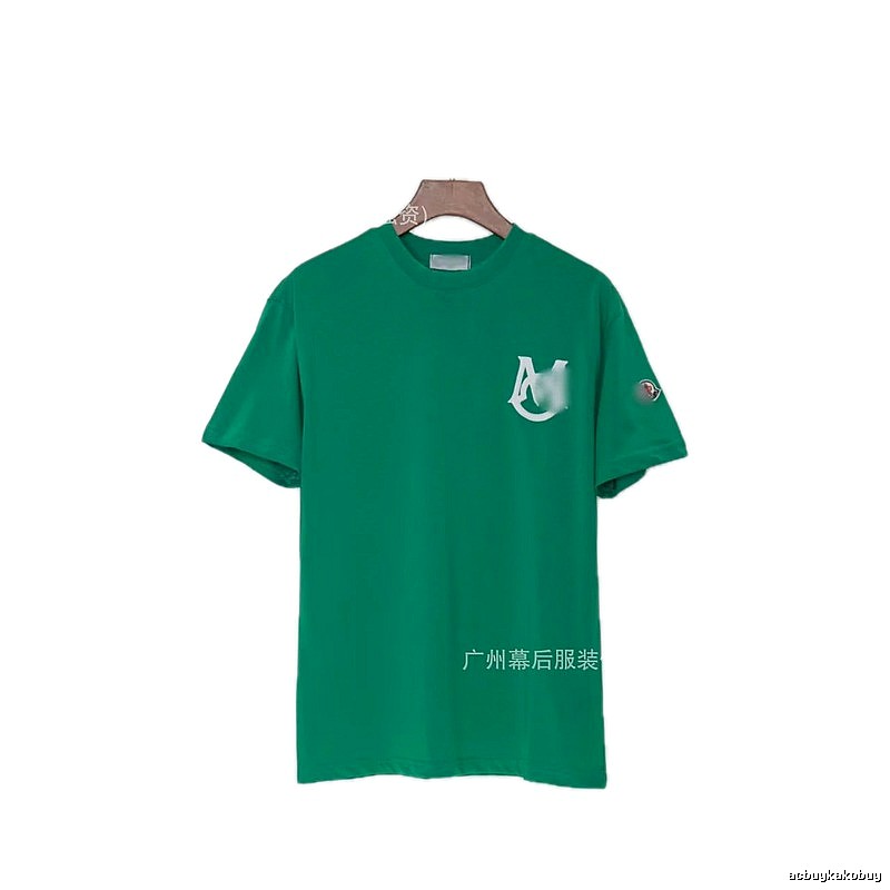 Moncler Letter Print Casual Style Green Short-sleeve T-shirt