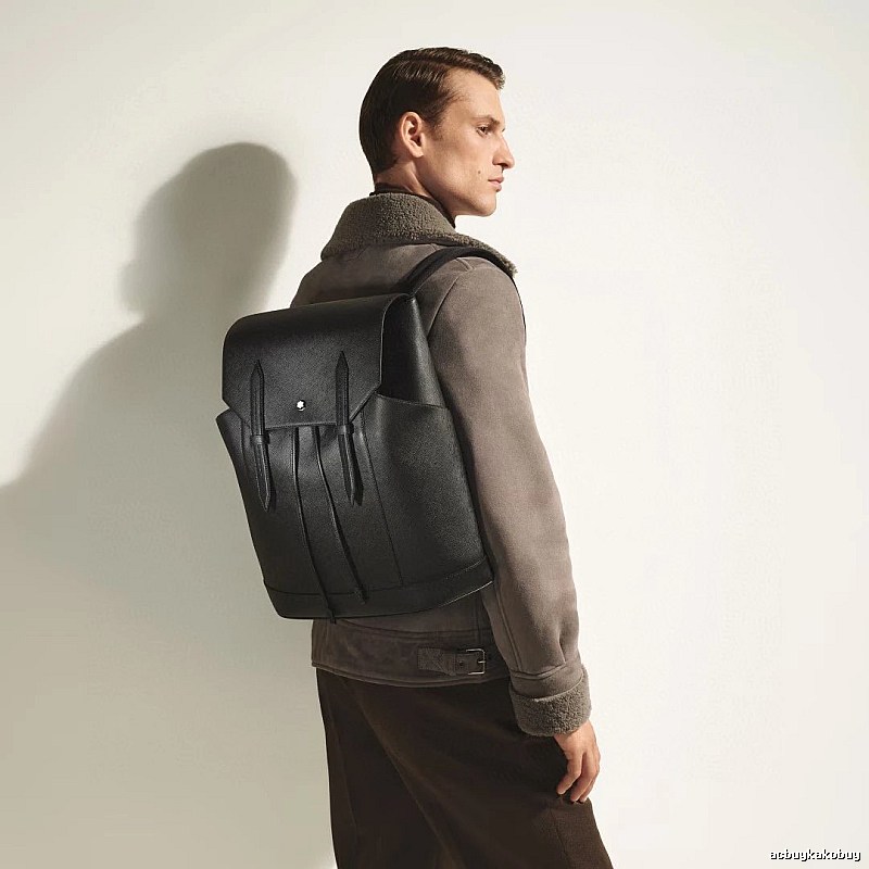 Montblanc Leather backpack Black Structured Flap