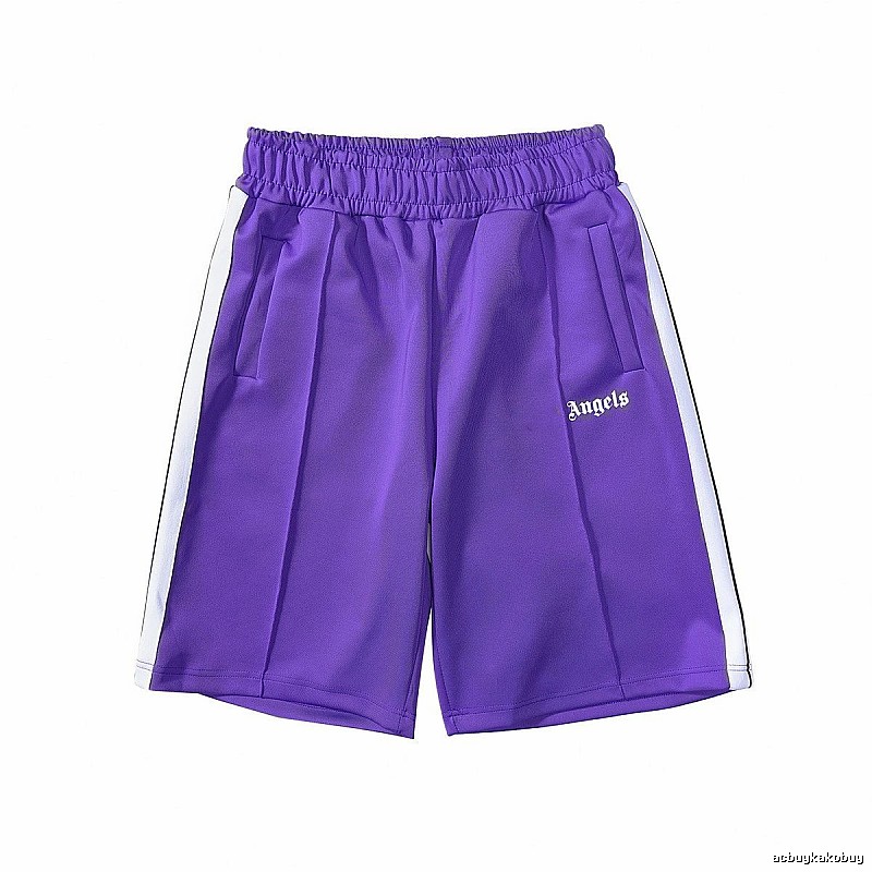 Palm Angels Patterned Track shorts Black Side Stripe with Polished Detail