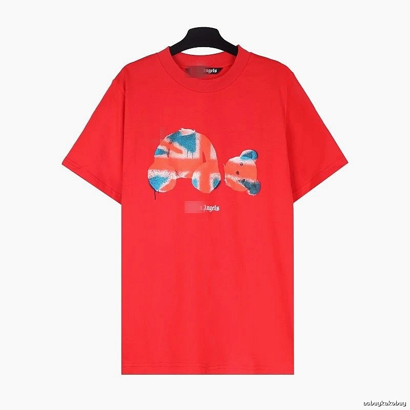 Palm Angels Streetwear Bear graphic T-shirt White Colorful Bear with Logo Accent