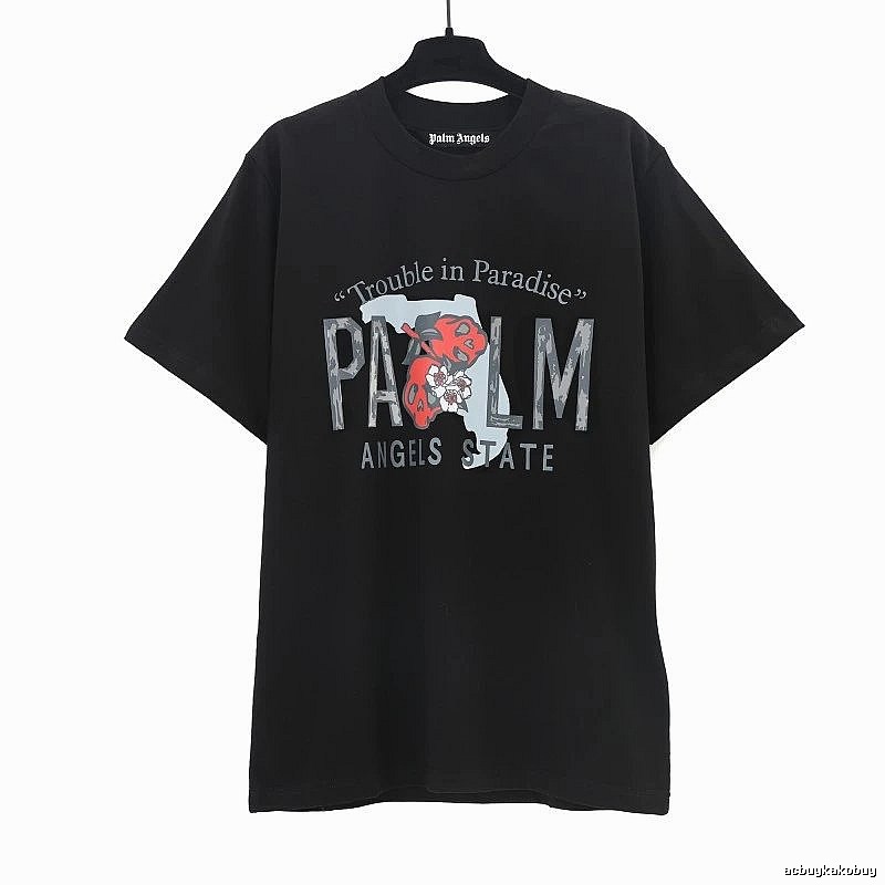 Palm Angels Travel Logo T-shirt White Palm Tree with Modern Look