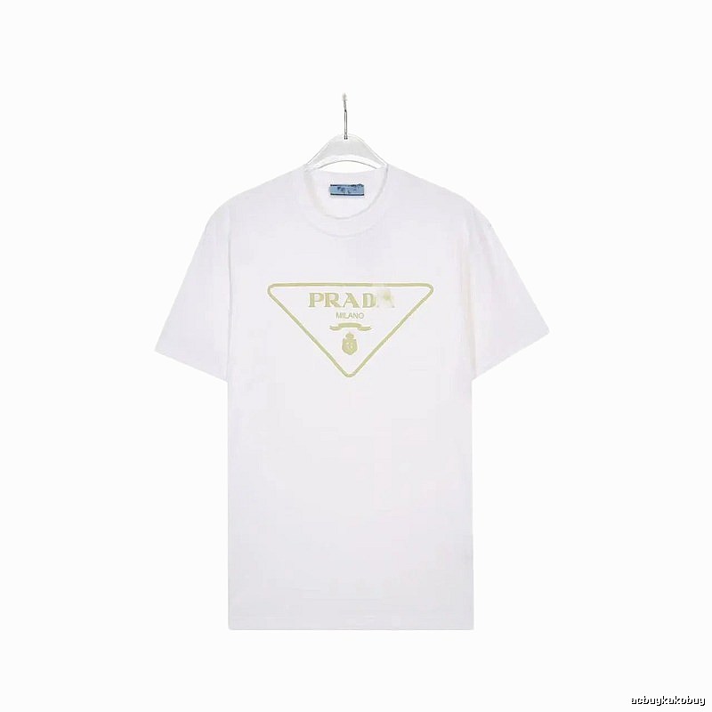 Prada Triangle Logo Casual Style White Short-sleeve T-shirt