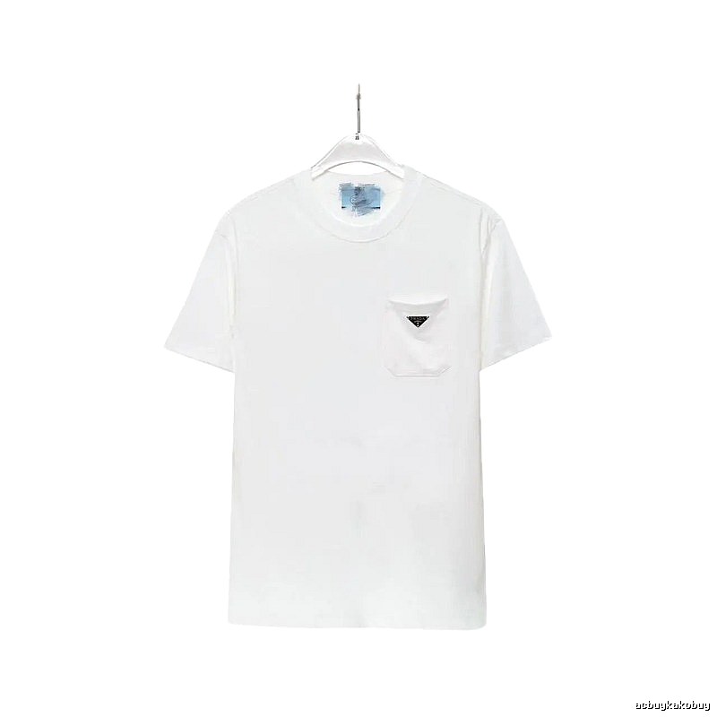 Prada Triangle Logo Minimalist Style White Short-sleeve T-shirt