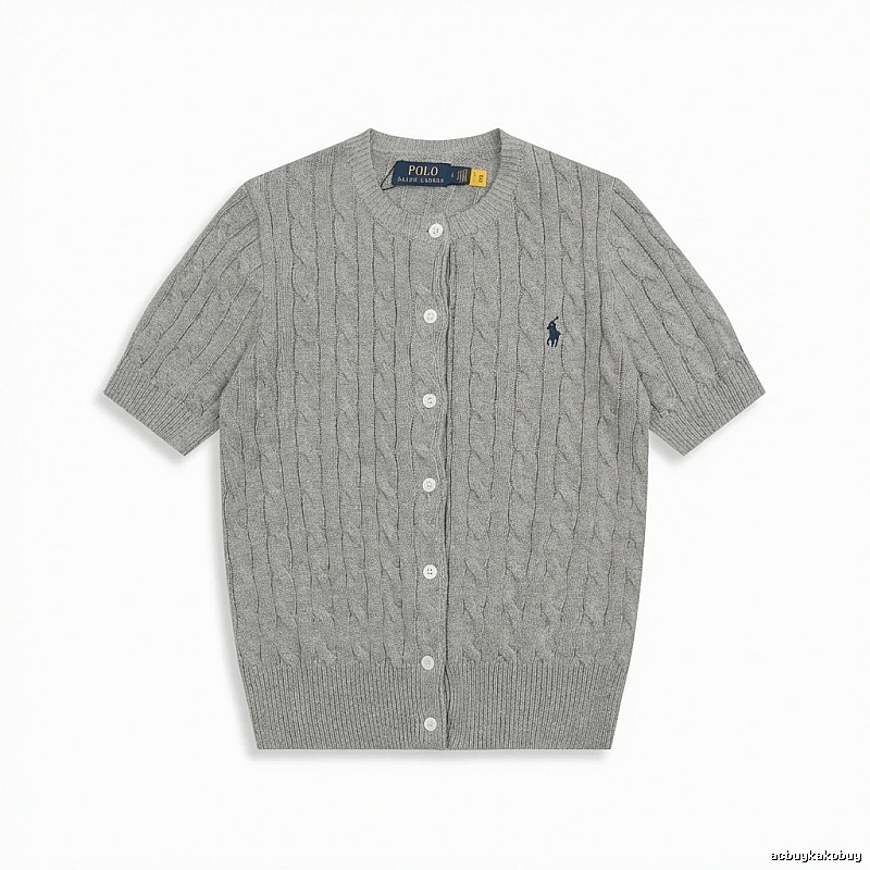 Ralph Lauren knitted retro-style grey cardigan