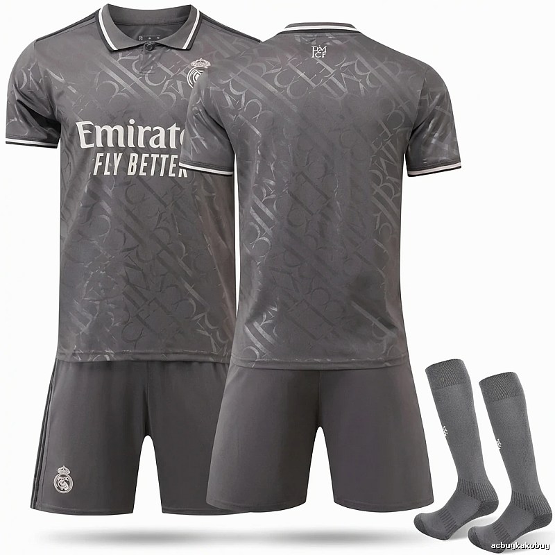 Real Madrid's dark pattern style gray jersey