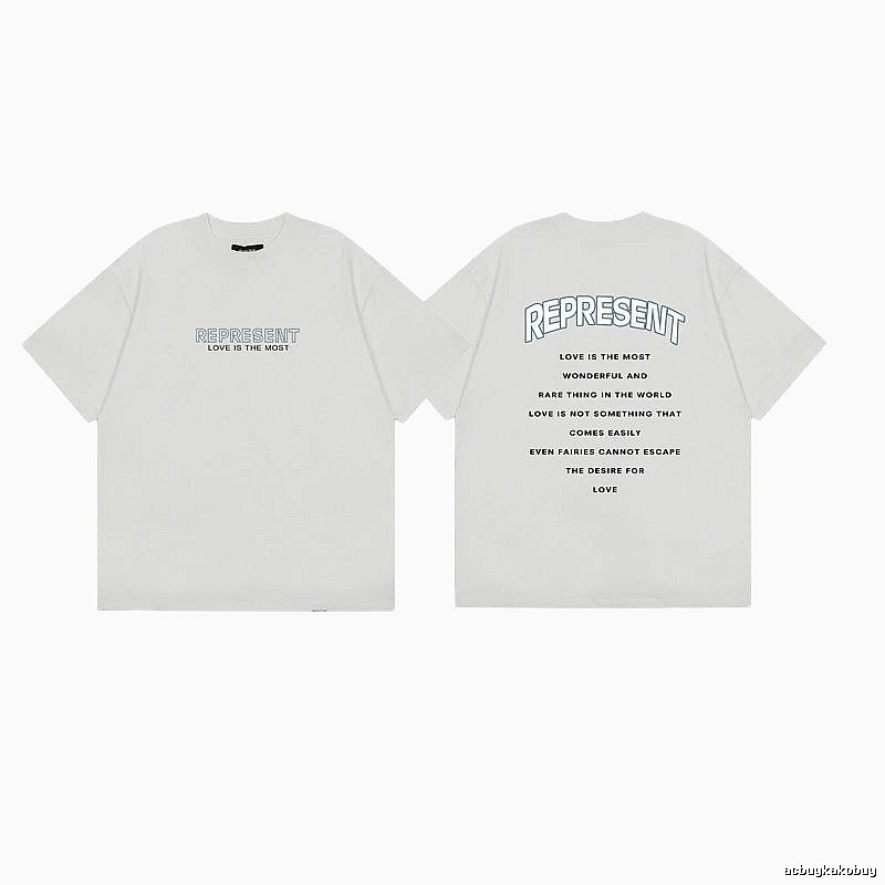 Represent Slogan Printed High Street Style Off-white T-shirt