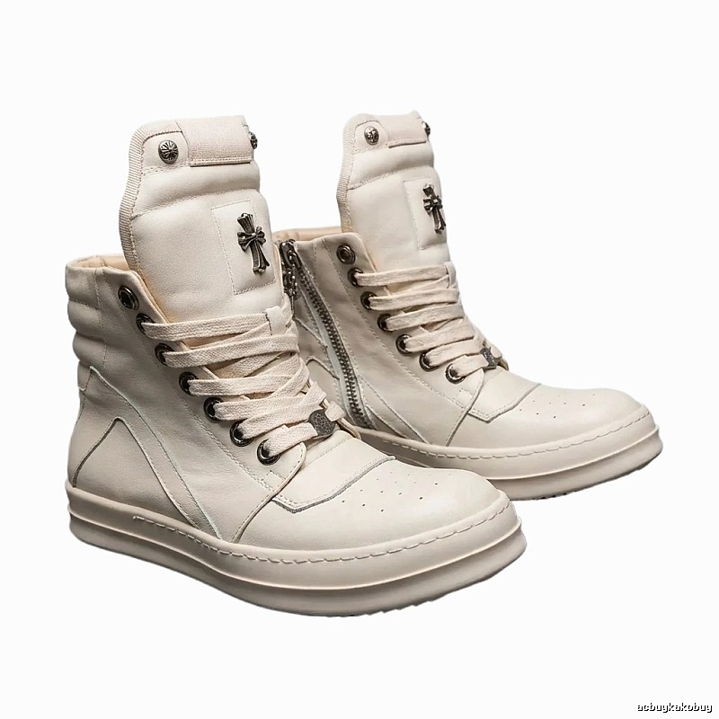 Rick Owens dark style off-white high-top shoes