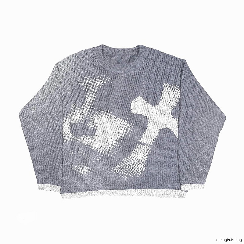 Statement Anime graphic sweater Black Knit Top for Outdoor Plans