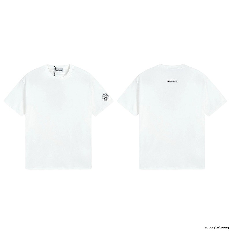 Stone Island Badge Minimalist Style White Short-sleeve T-shirt